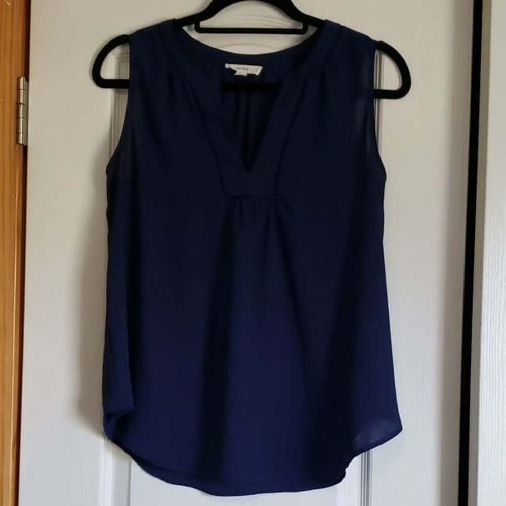 Navy Blue Blouse Mine Tank‎ Top Women Small